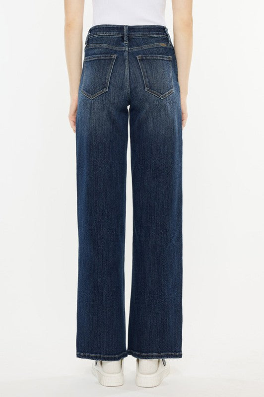 KanCan Dark Wash High Rise Wide Flair Jeans 