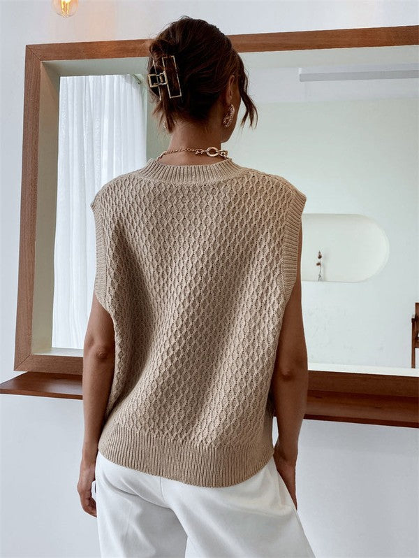 Khaki Close Knit Sweater Vest