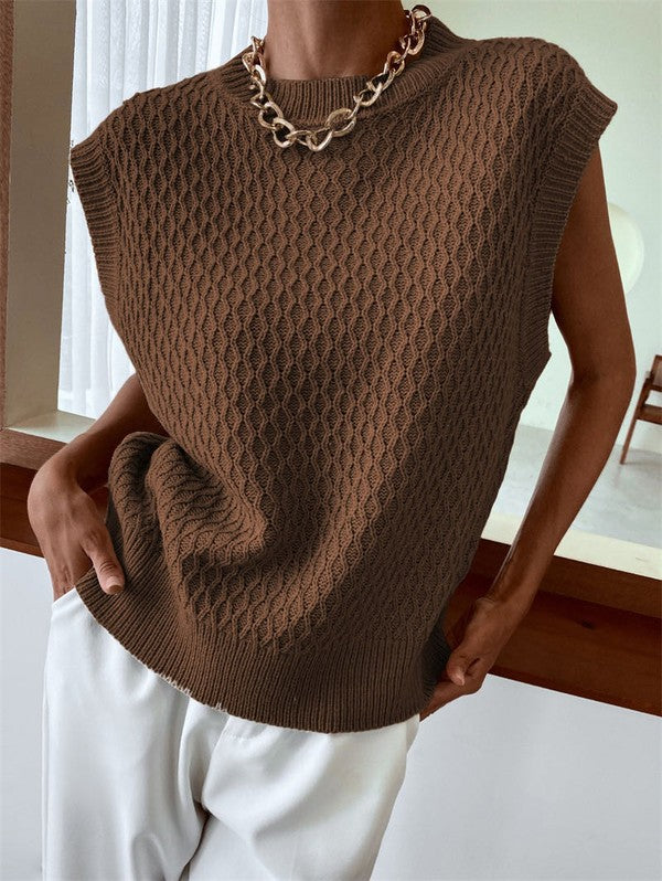 Brown Close Knit Sweater Vest