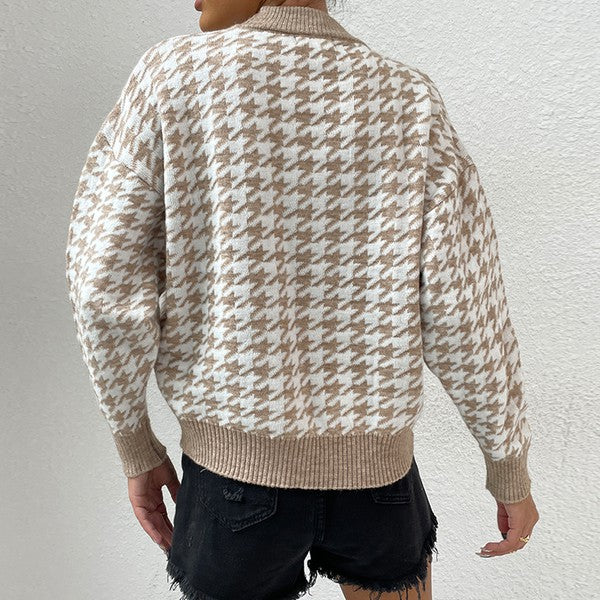 Khaki Pattern Drop Shoulder Sweater