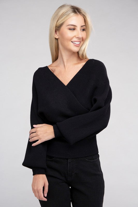 Christine Cross Wrap Pullover Sweater