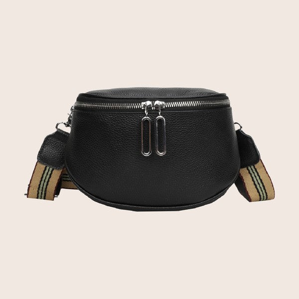 Black Jensyn Genuine Leather Sling Crossbody Bag