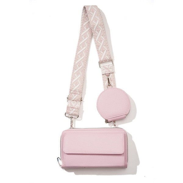 Pink Lucy Vegan Leather Crossbody Strap Bag Handbag