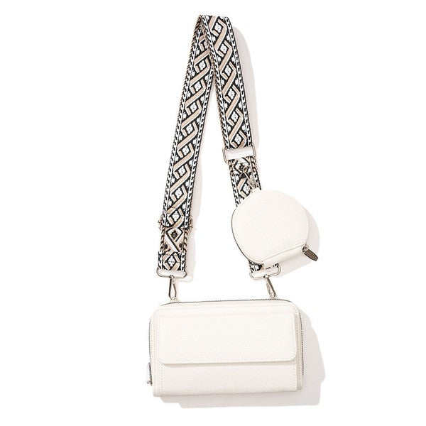 White Lucy Vegan Leather Crossbody Strap Bag Handbag