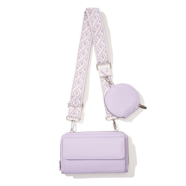 Lilac Lucy Vegan Leather Crossbody Strap Bag Handbag