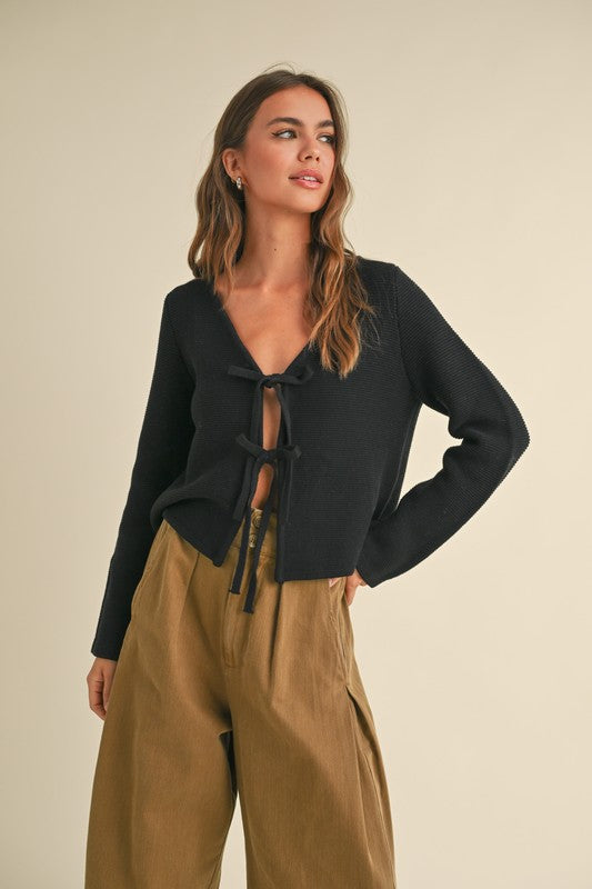 Adorable Warmth Tie Front Cardigan