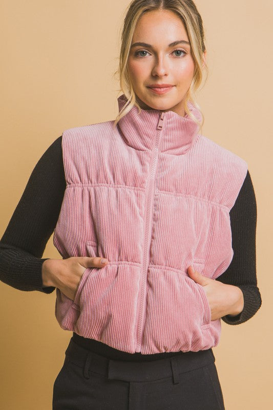 Pink Corduroy Puffer Vest