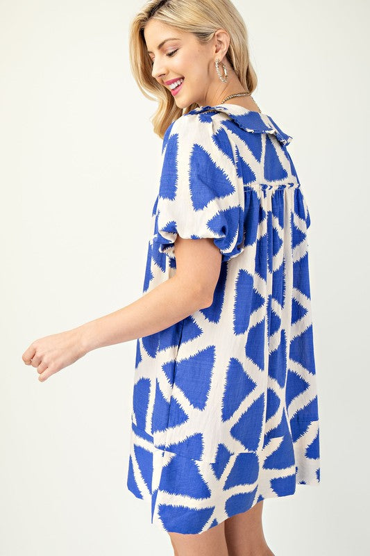 Blue Peter Pan Collar Mini Dress