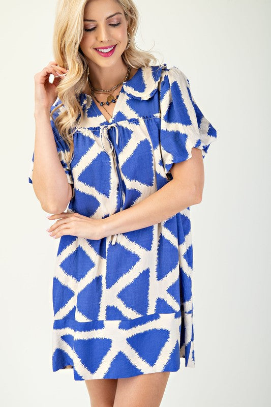 Blue Peter Pan Collar Mini Dress