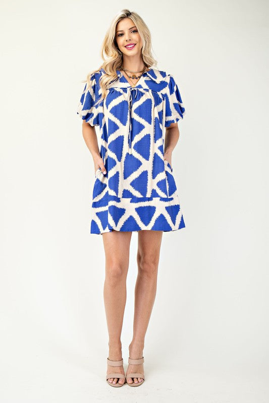 Blue Peter Pan Collar Mini Dress