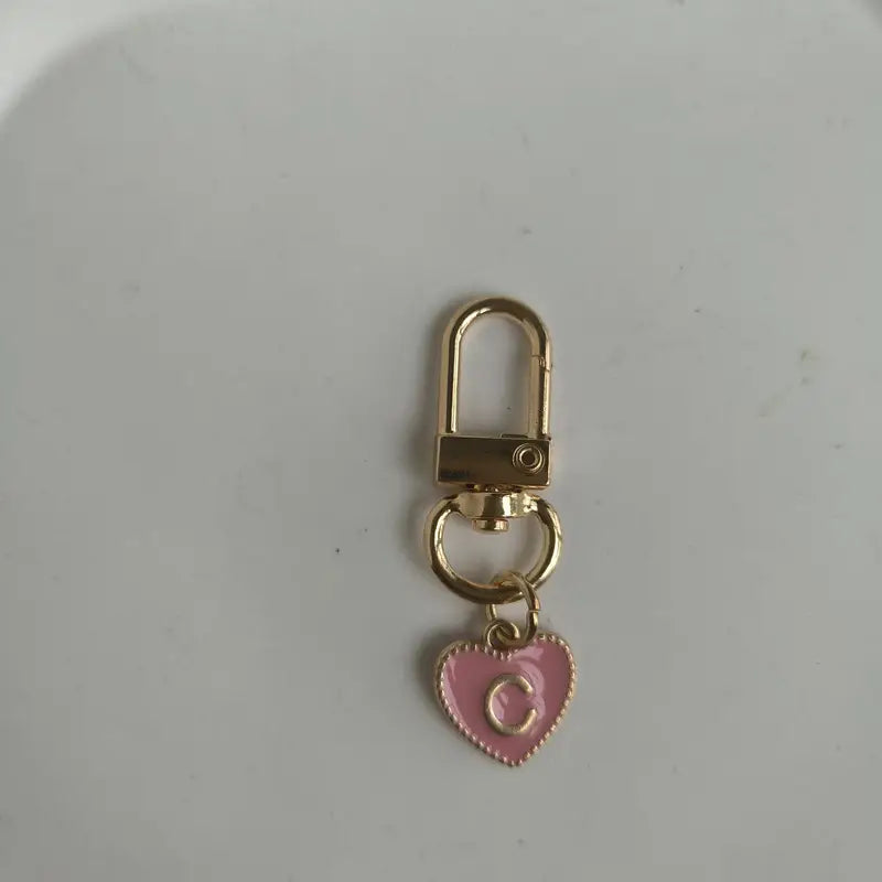 C Initial Pink and Gold Keychain