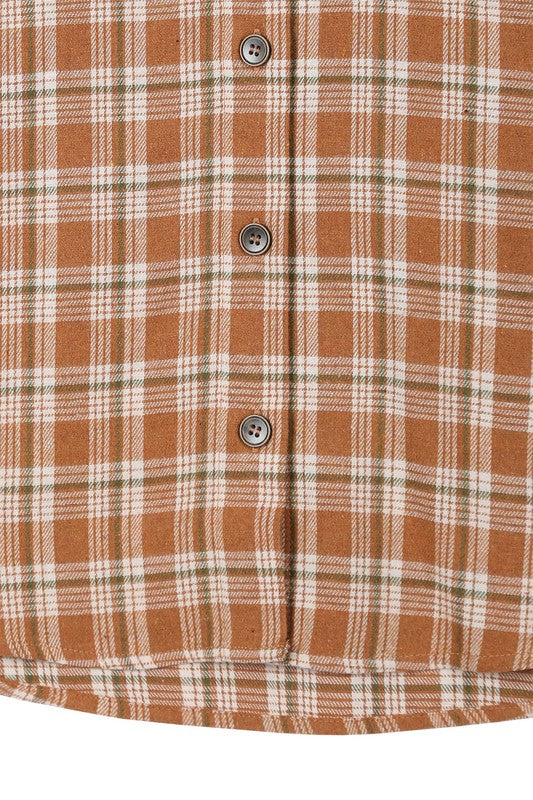 Brown Plaid Button Down Shirt