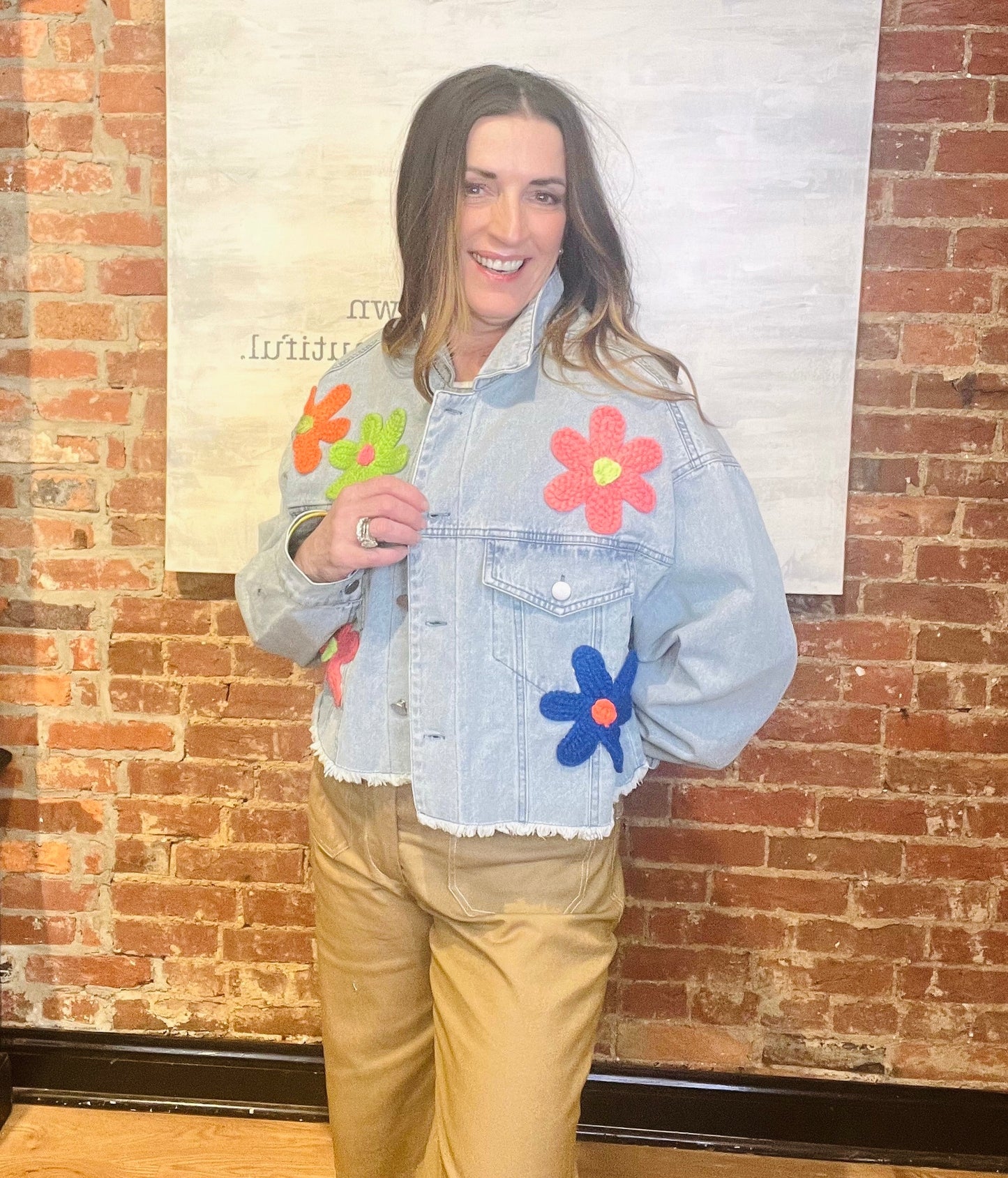 Full Flower Denim Jacket