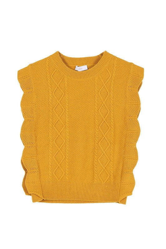 Mustard Ruffle Sweater Vest