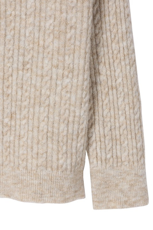 Beige Oversized Cable Sweater 