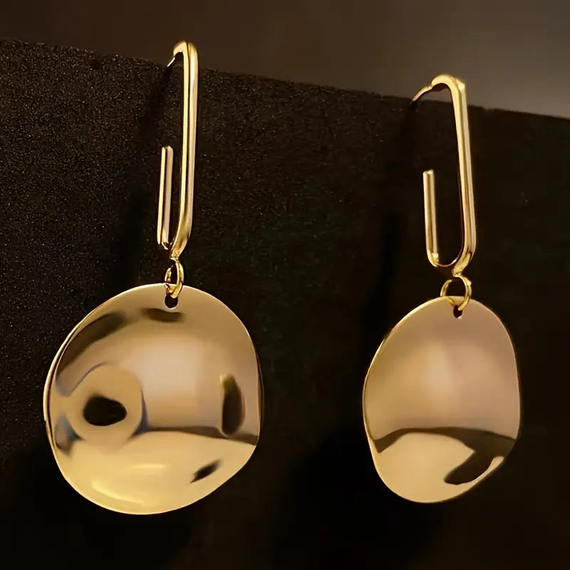 Gold Disc Dangle Earrings