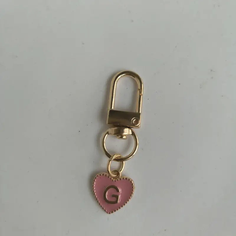 G Initial Pink and Gold Keychain