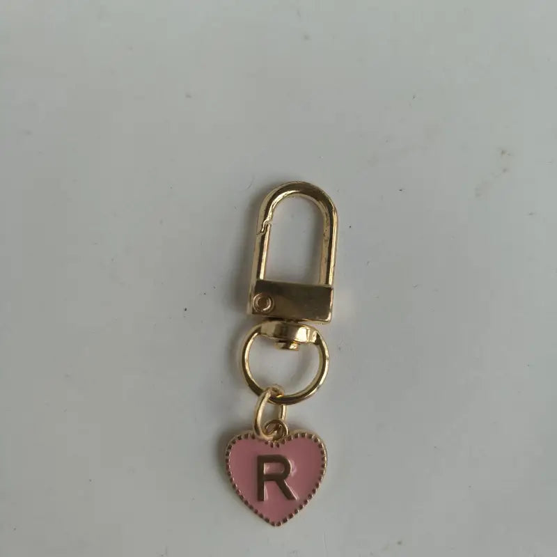 R Initial Pink and Gold Keychain