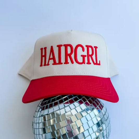 Red "Hair Girl" Embroidered Trucker Hat