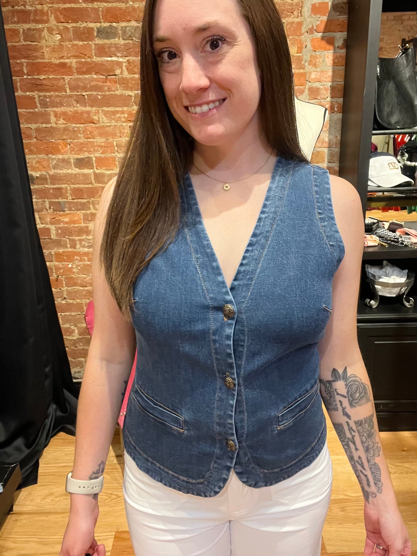 Denim Button Down Vest