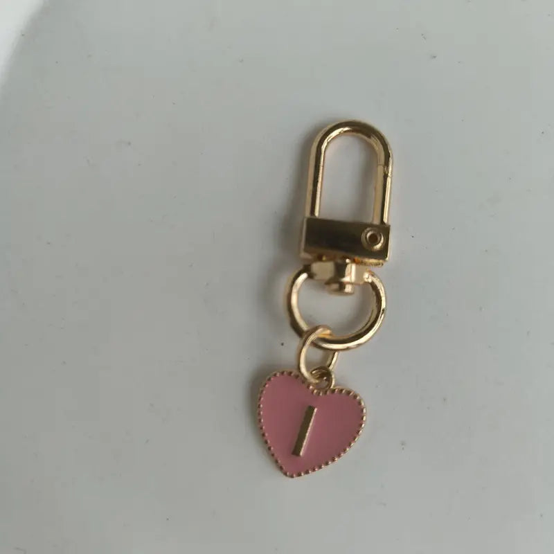 I Initial Pink and Gold Keychain