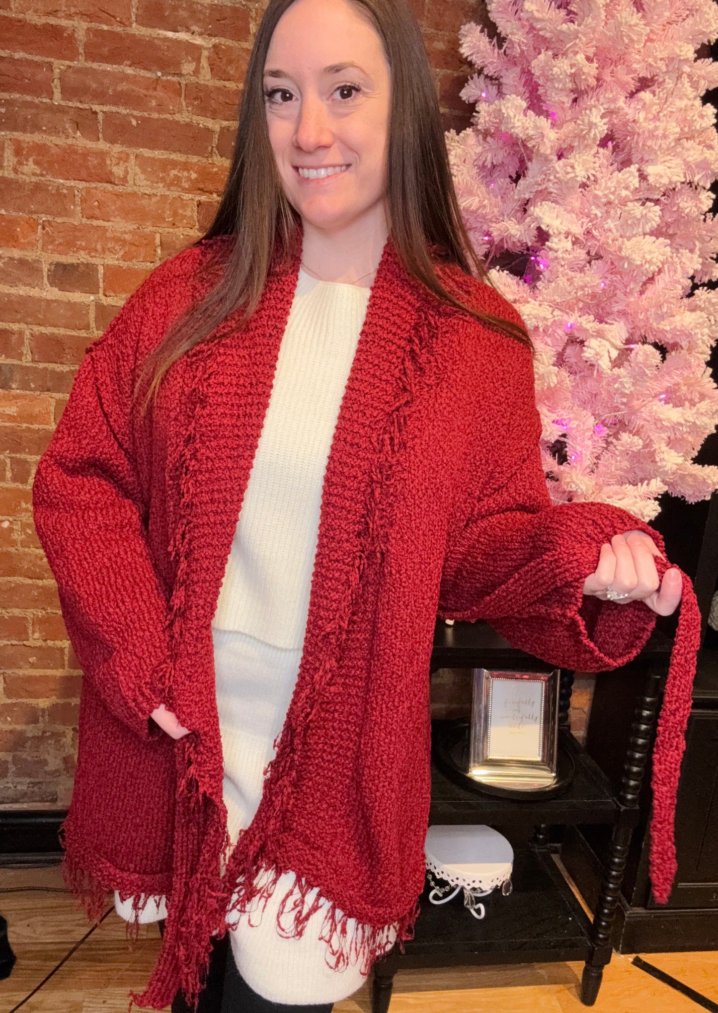 Fireside Favorite Tie Belt Knit Cardigan by POL