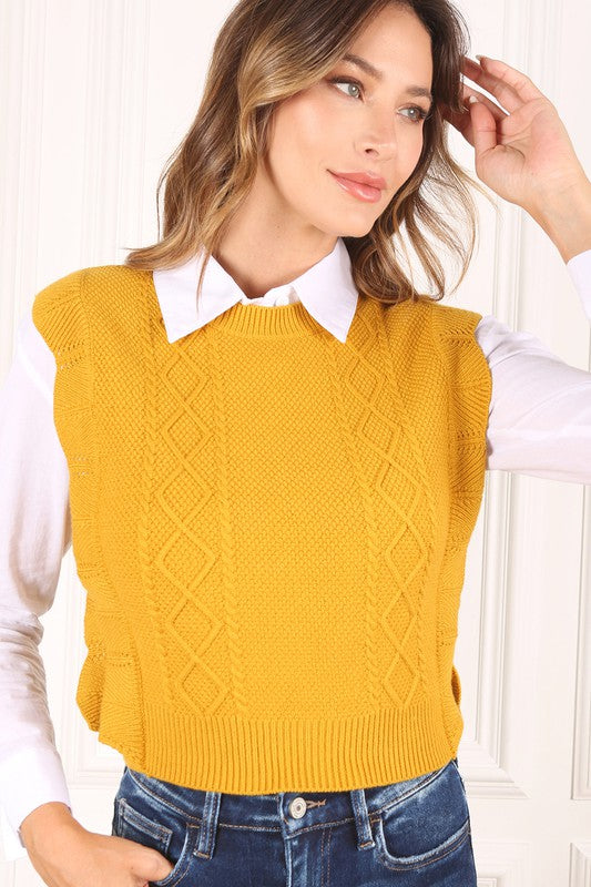 Mustard Ruffle Sweater Vest