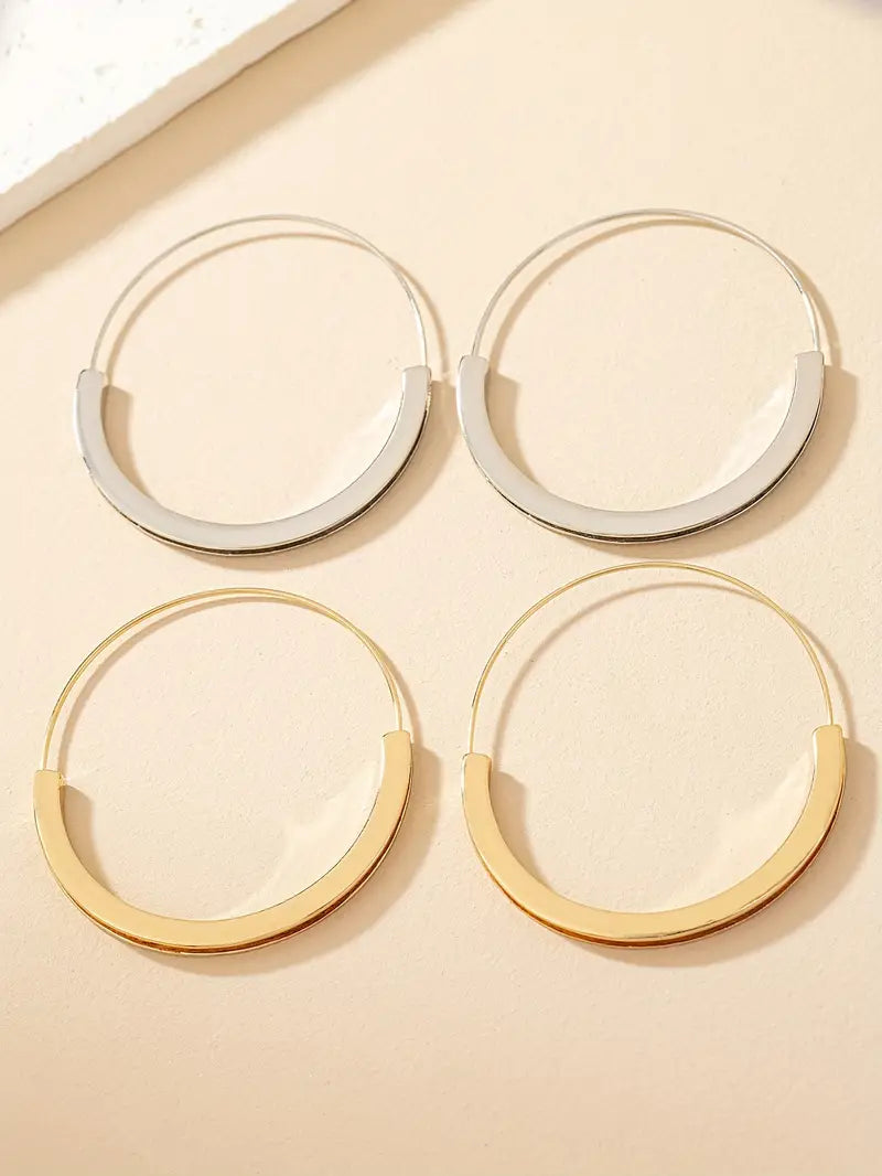 Silver and Gold Hoop Earrings 