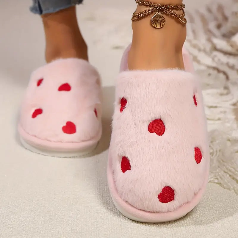 Plush Heart Slippers