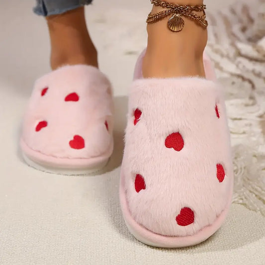 Plush Heart Slippers