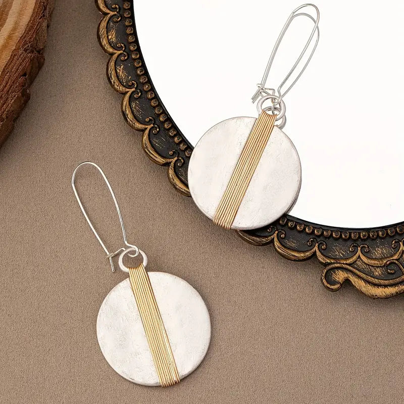 Exquisite Gold Dangle Disc Earrings