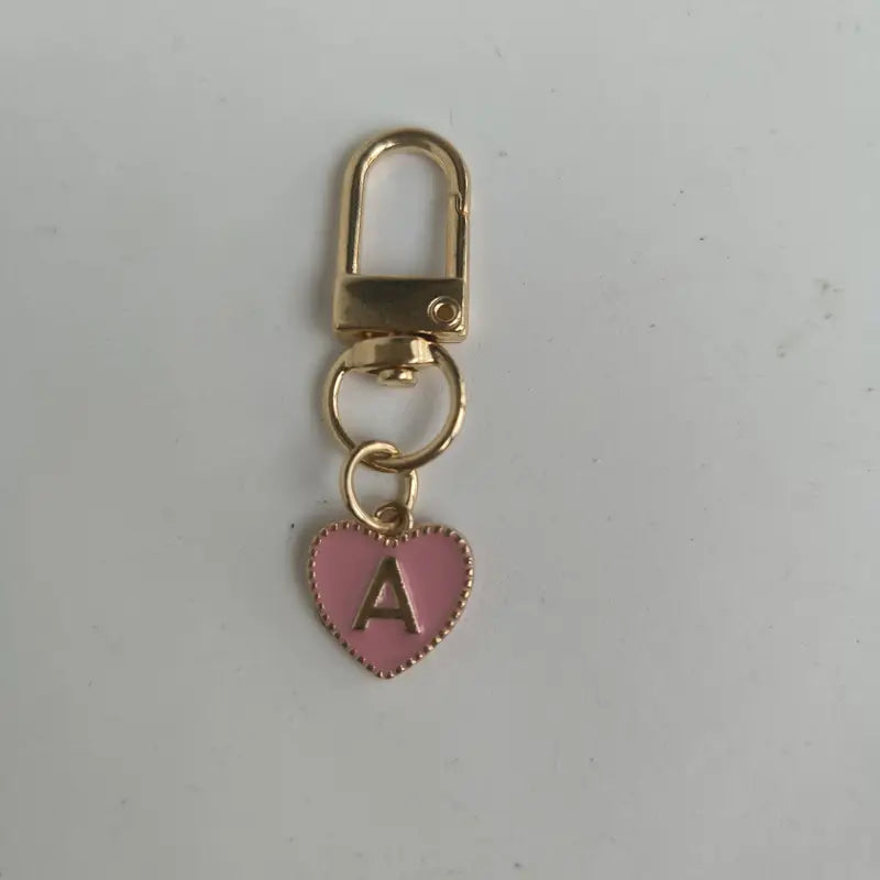 A Initial Pink and Gold Keychain