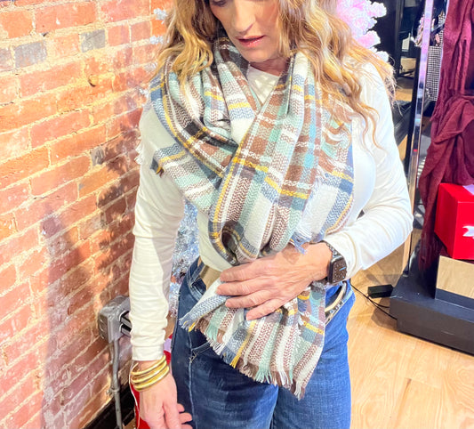 Weather Ready Plaid Blanket Scarf