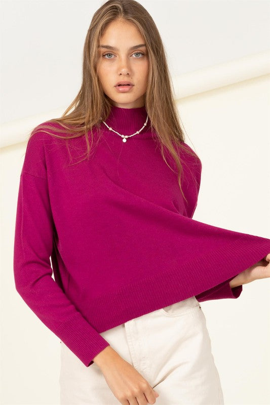 Jam High Neckline Long Sleeve Sweater