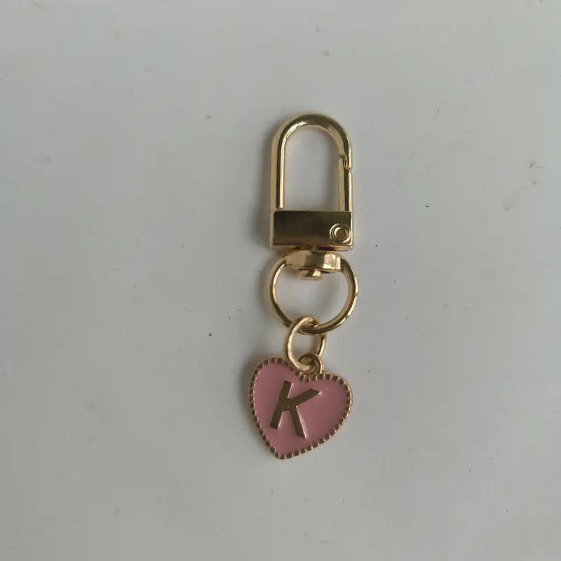 K Initial Pink and Gold Keychain