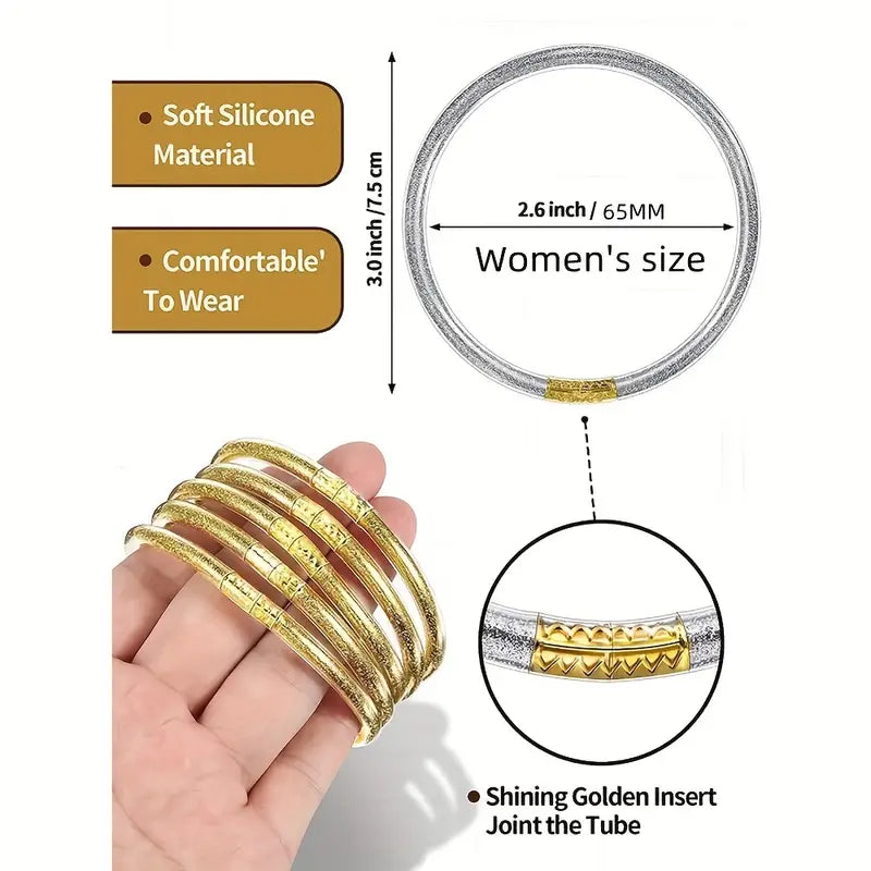 Amazon.com: Castillna 14K Gold Plated Gold Bangle Bracelets for Women  Christmas Birthday Gifts, Set of 7 Pieces, 7.8 Inches: Clothing, Shoes &  Jewelry