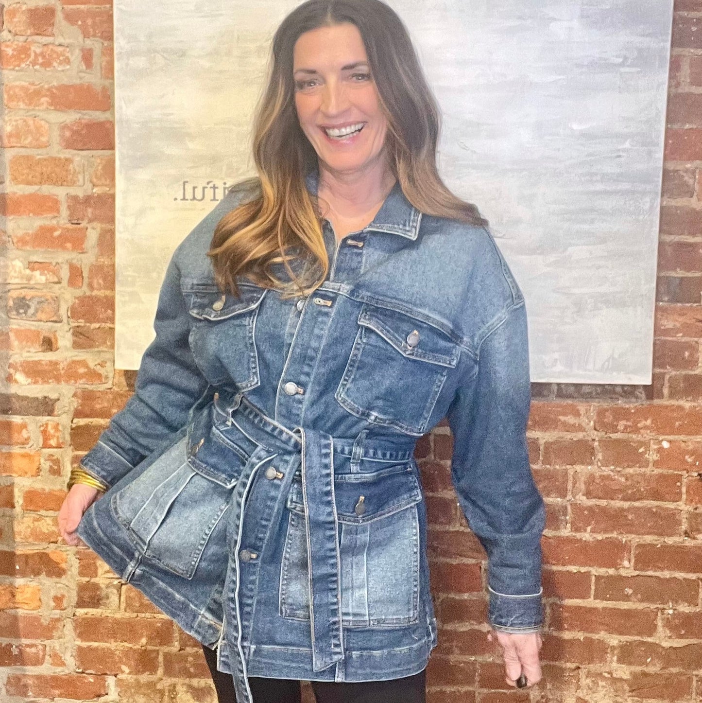 Ready To Charm Belted Denim Jacket