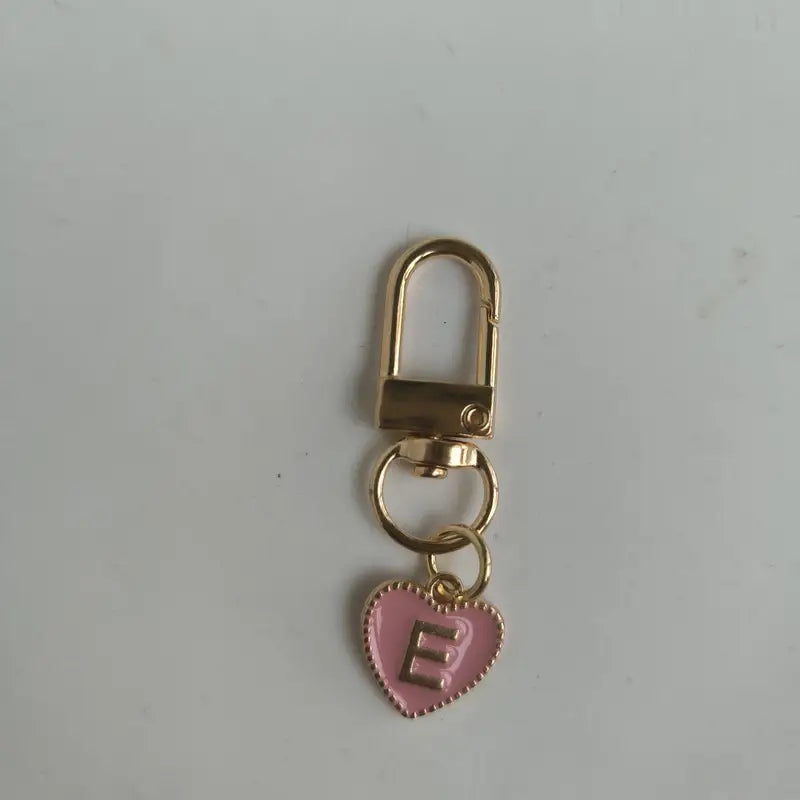 E Initial Pink and Gold Keychain