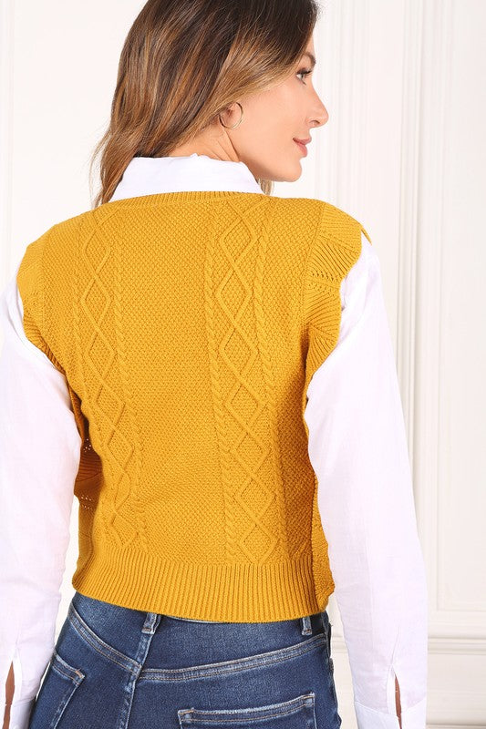 Mustard Ruffle Sweater Vest