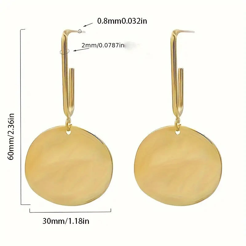 Gold Disc Dangle Earrings