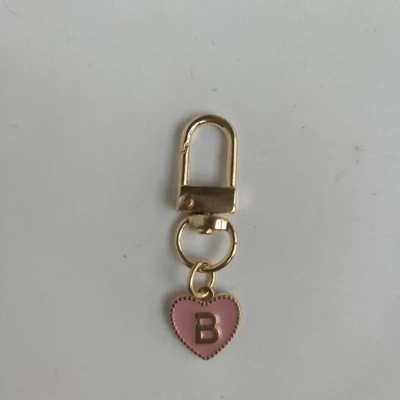 B Initial Pink and Gold Keychain