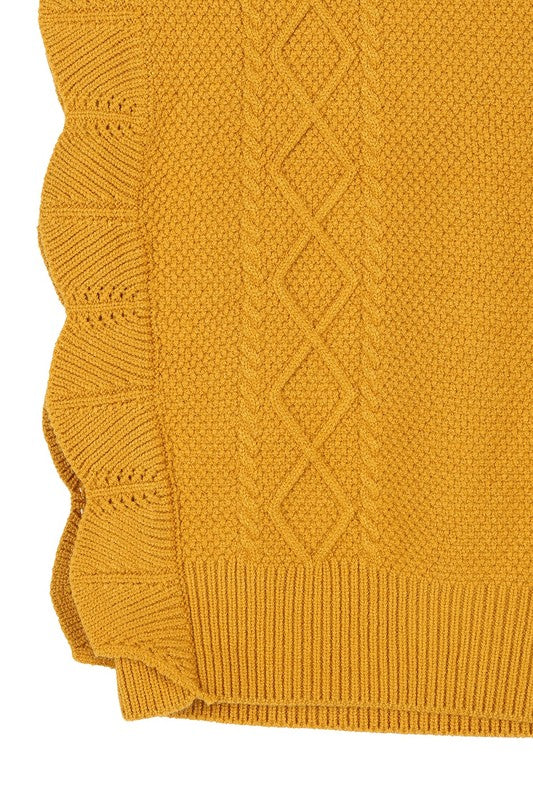 Mustard Ruffle Sweater Vest