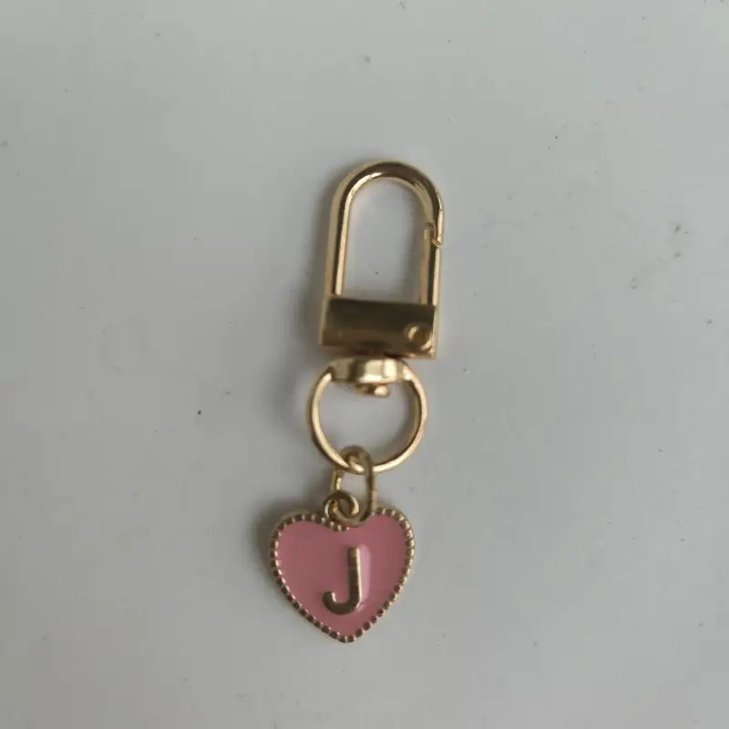 J Initial Pink and Gold Keychain