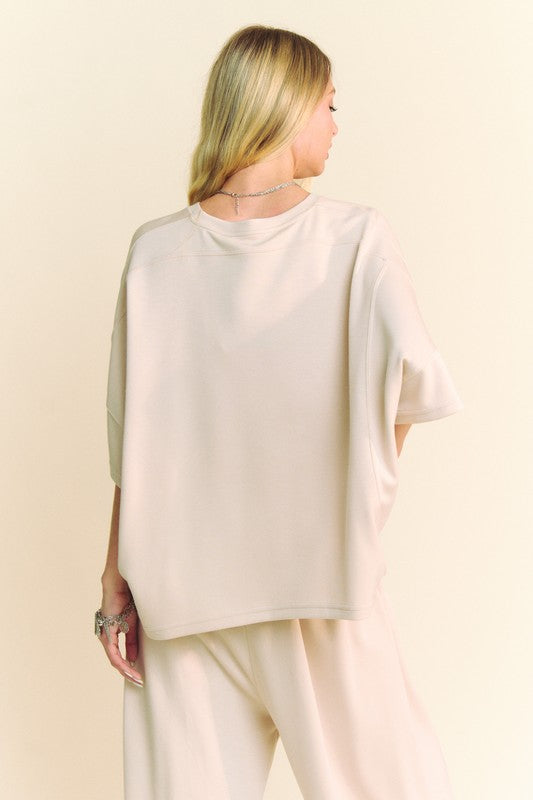 Beige Tee and Pants Loungewear Set