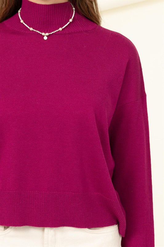 Jam High Neckline Long Sleeve Sweater