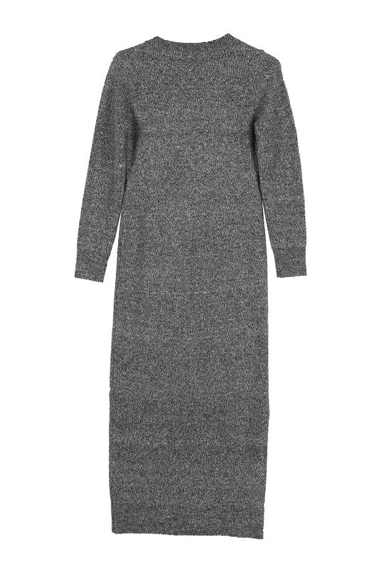 Grey Vneck Sweater Maxi Dress