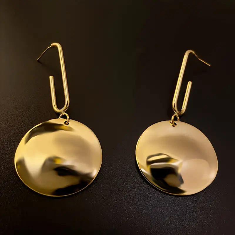 Gold Disc Dangle Earrings