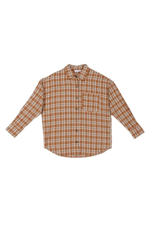 Brown Plaid Button Down Shirt