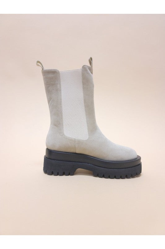 Light Oatmeal Nectar Platform Combat Boots