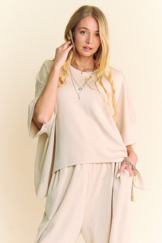 Beige Tee and Pants Loungewear Set